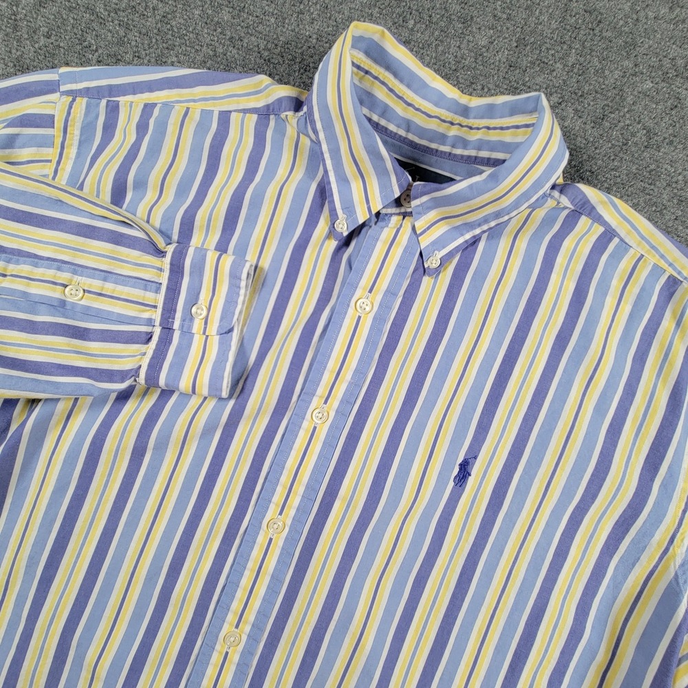 Ralph Lauren Shirt Mens Large Blake‎ Button Down Classic Striped Dress Shirt